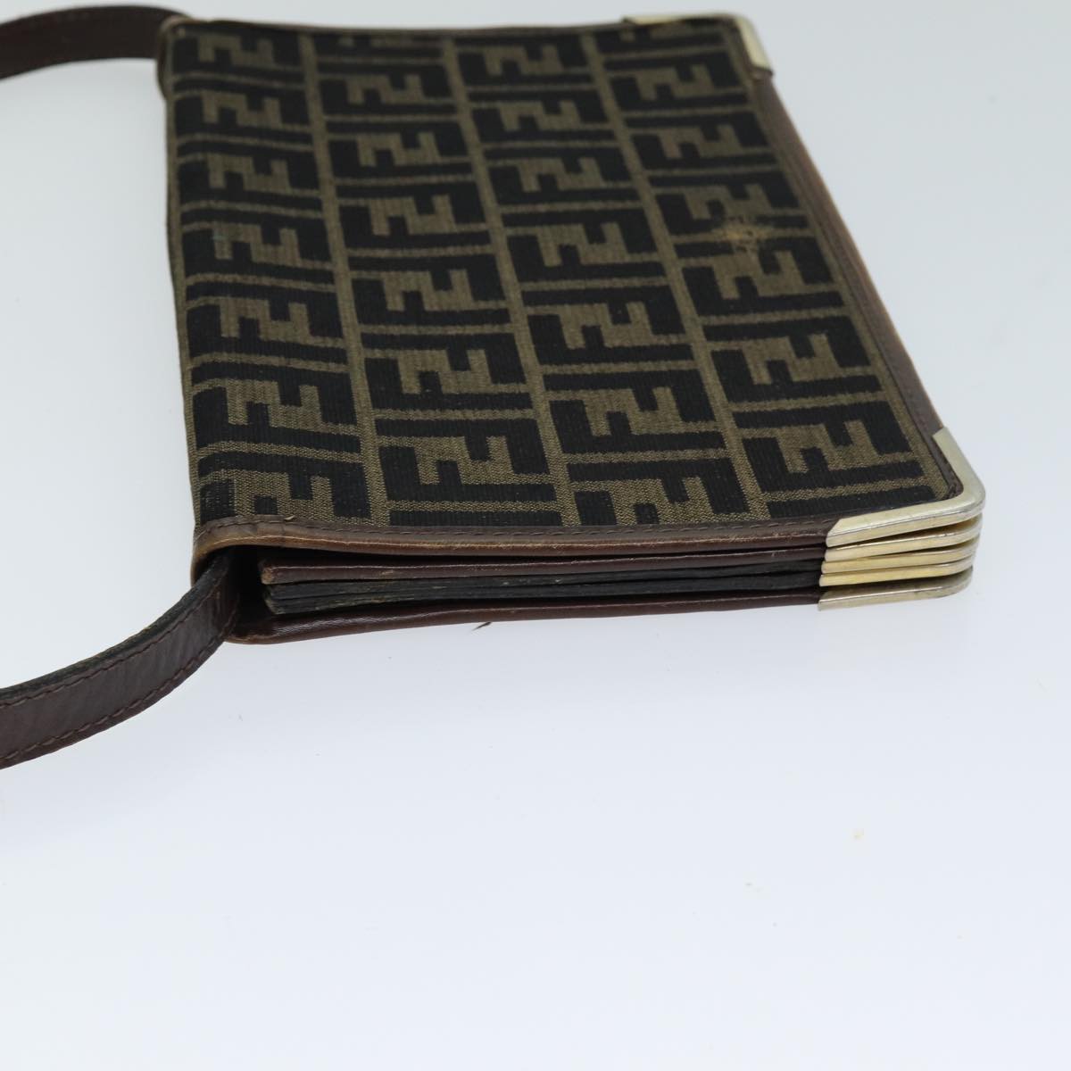 FENDI Zucca Canvas Shoulder Bag Brown Black77742