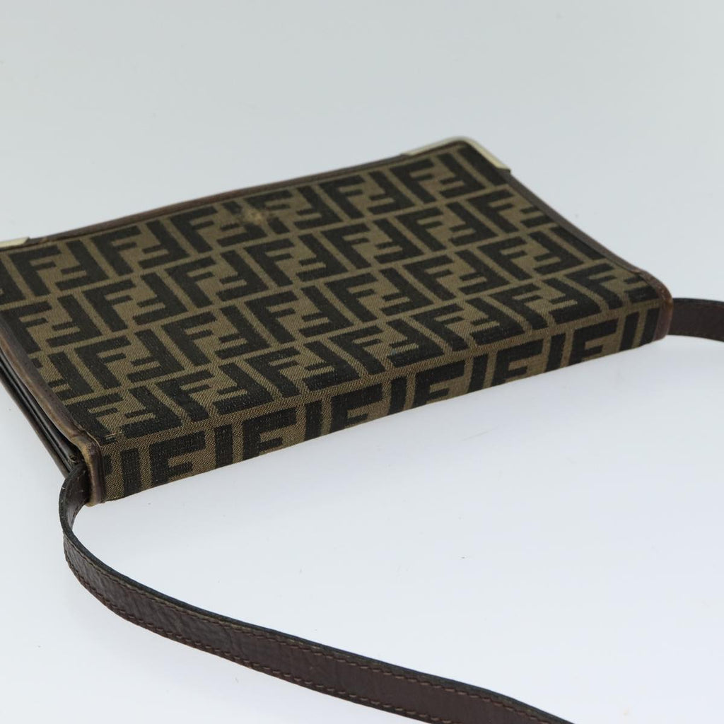 FENDI Zucca Canvas Shoulder Bag Brown Black77742