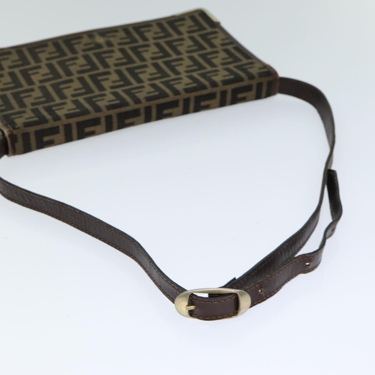 FENDI Zucca Canvas Shoulder Bag Brown Black77742