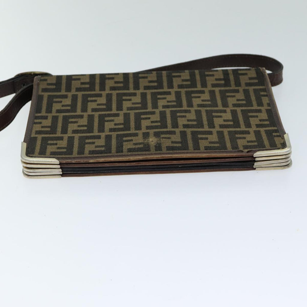 FENDI Zucca Canvas Shoulder Bag Brown Black77742