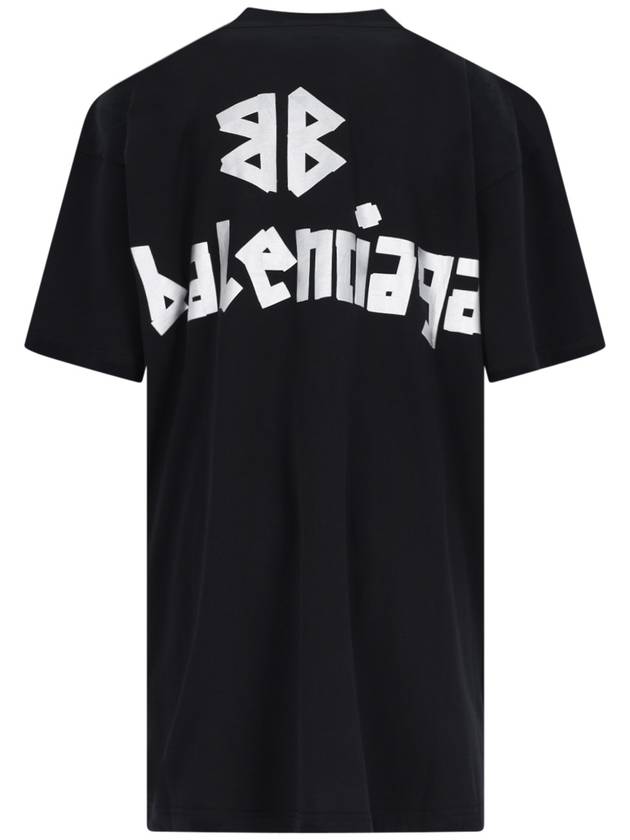 Balenciaga Logo Print T-Shirt Short Dress Black