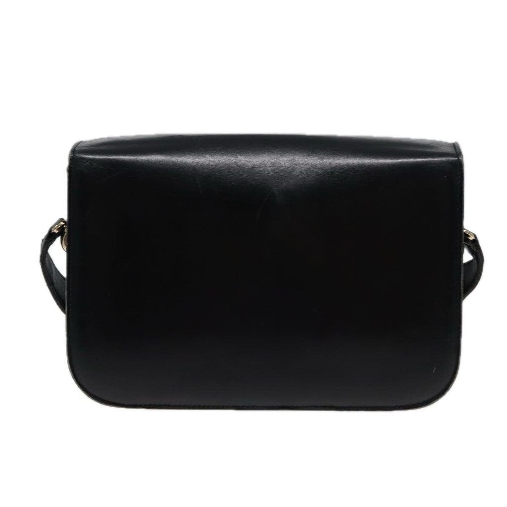 CELINE Shoulder Bag Leather Black  77808
