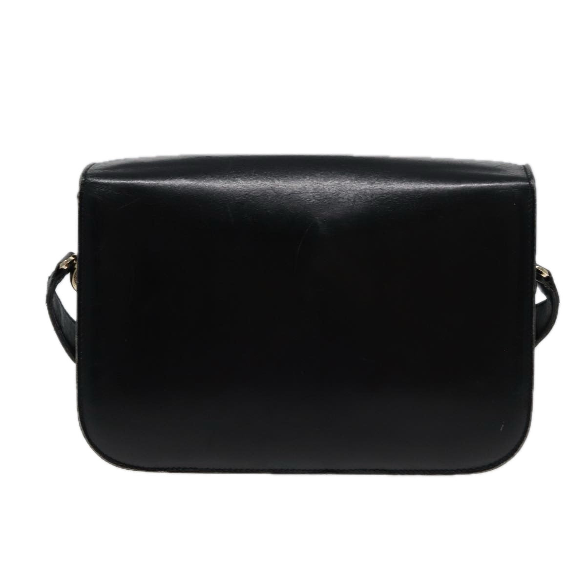 CELINE Shoulder Bag Leather Black  77808