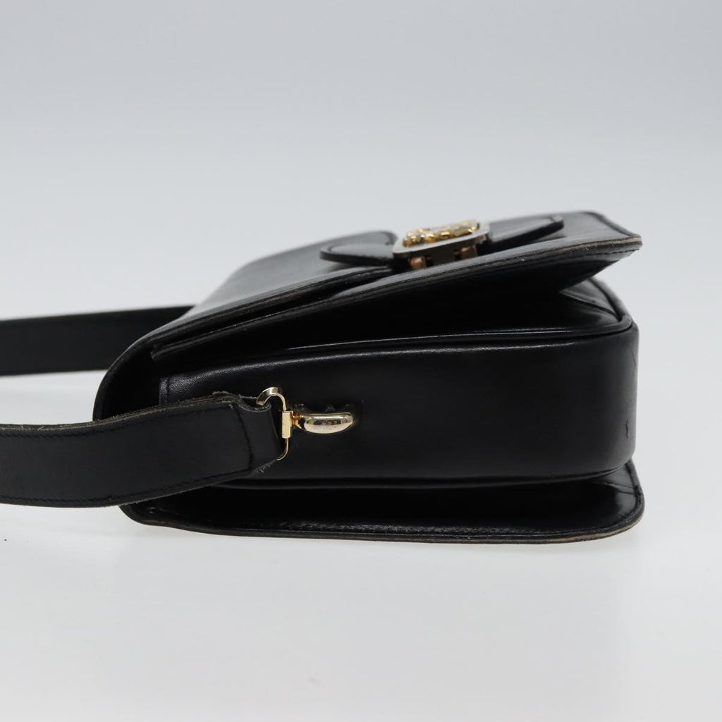 CELINE Shoulder Bag Leather Black  77808