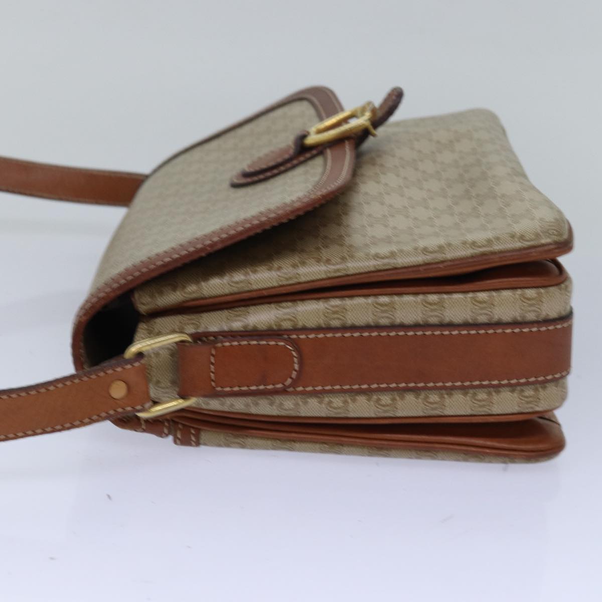 CELINE Macadam Canvas Shoulder Bag PVC Leather Beige  77809