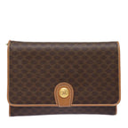 CELINE Shoulder Bag PVC Leather Brown Auth 77814