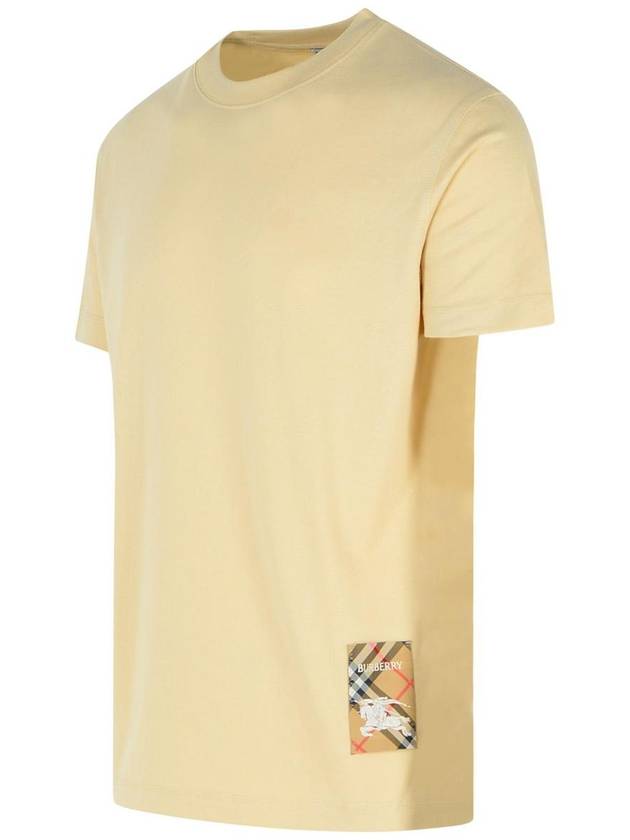 Burberry Check Label Cotton Short Sleeve T-Shirt Beige