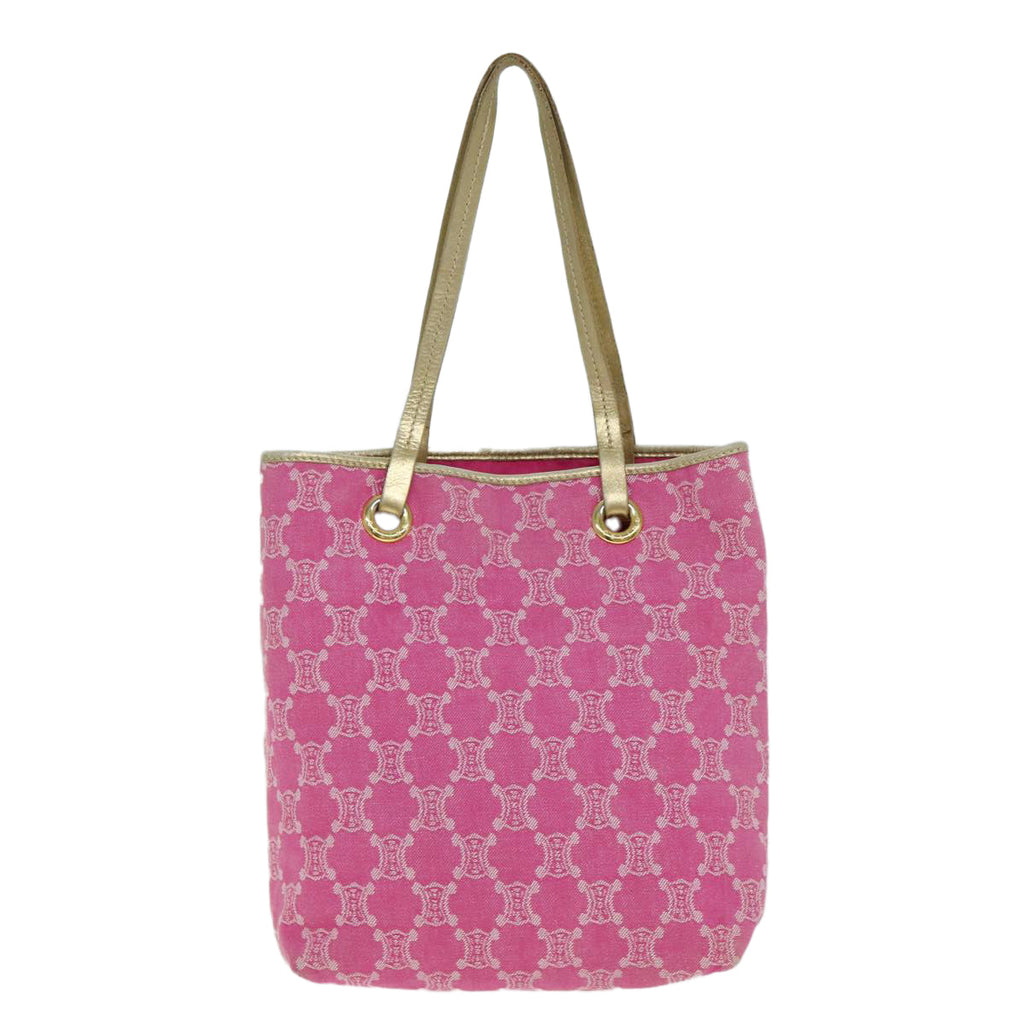 CELINE Paris Macadam Canvas Tote Bag Pink Auth 77842