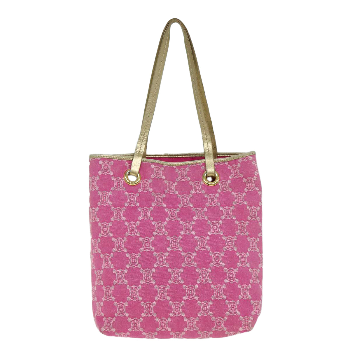 CELINE Paris Macadam Canvas Tote Bag Pink Auth 77842