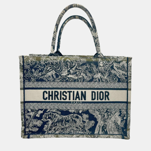 Dior Navy/Off-white Canvas Medium Lady Tote Bag