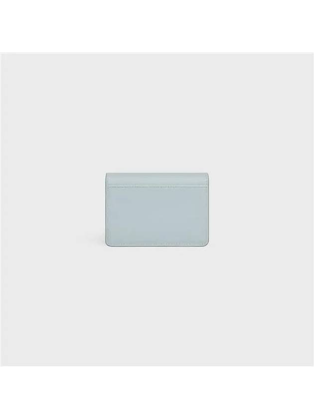 CELINE Triomphe Shiny Calfskin Flap Card Holder Ice Blue