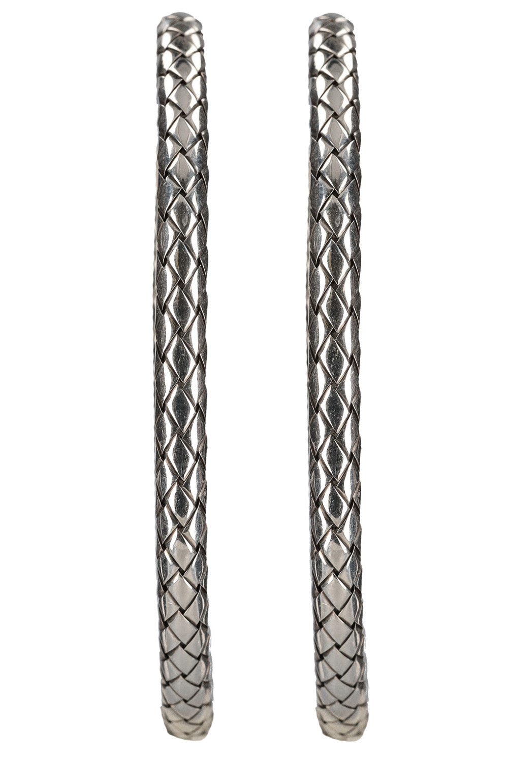 BOTTEGA VENETA Hoop Earrings Intrecciato Silver