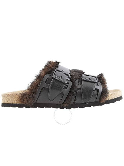 Burberry Burberry Men's Black Ackland Faux Fur Slides, Brand Size 41 (US Size 8)