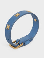 CELINE Triomphe Gold Finish Leather Bracelet Blue