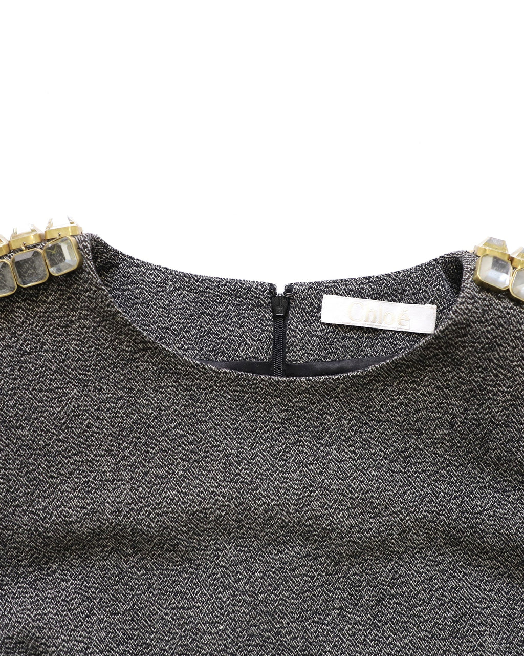 Chloe Epaulettes Sheath Dress in Black Wool