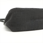 Fendi Mamma Bucket  Canvas  Leather Handbag Black 8BR180