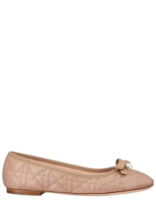Quilted Cannage Calfskin Ballerina Flat Pink Dior