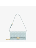 Fendi FF Baguette Nappa Leather Long Wallet Light Blue