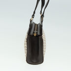 CELINE C Macadam Canvas Hand Bag White Auth 78219