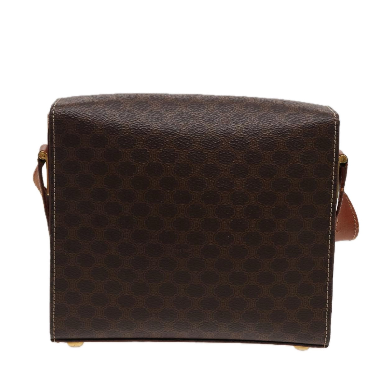 CELINE Macadam Canvas Shoulder Bag PVC Leather Brown  78221