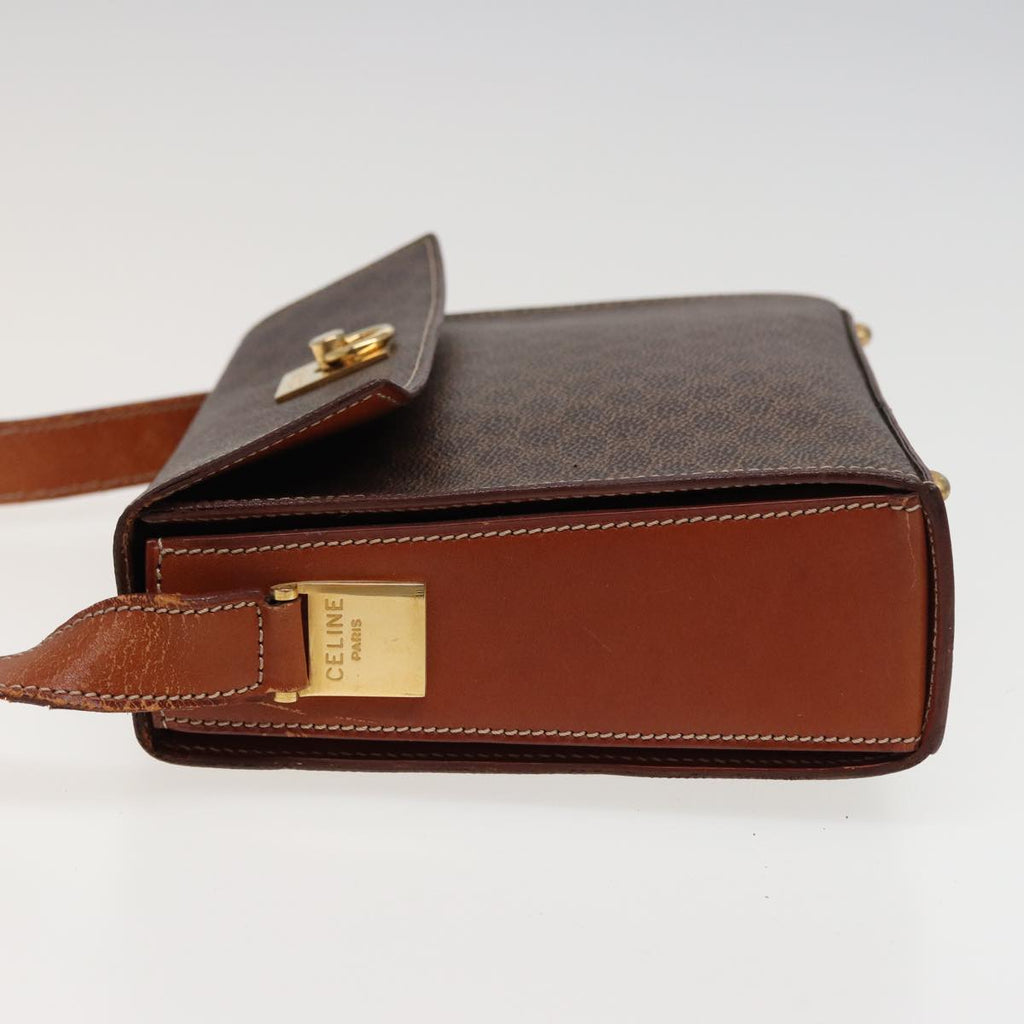 CELINE Macadam Canvas Shoulder Bag PVC Leather Brown  78221