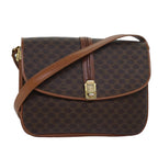 CELINE Macadam Canvas Shoulder Bag PVC Leather Brown Auth 78223