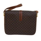 CELINE Macadam Canvas Shoulder Bag PVC Leather Brown Auth 78223