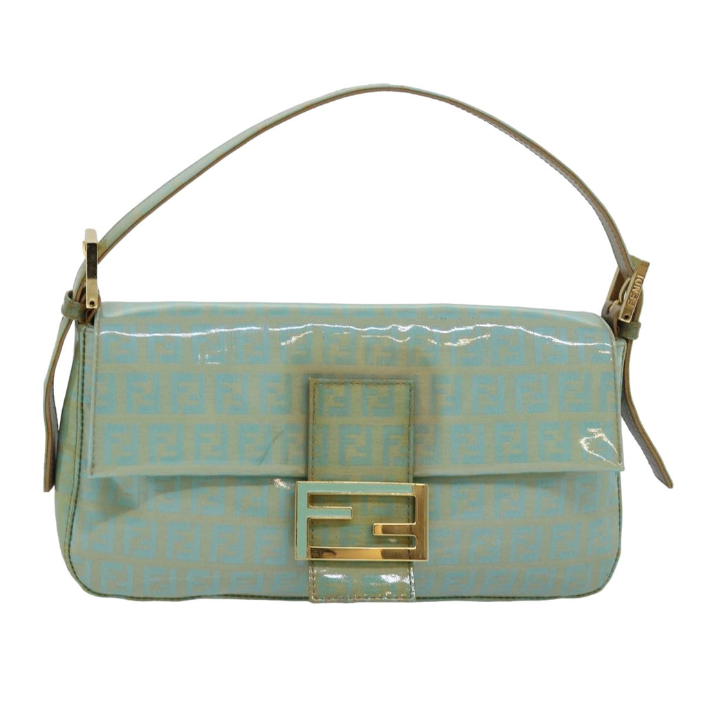 FENDI Zucchino Canvas Mamma Baguette Hand Bag Light Blue78229