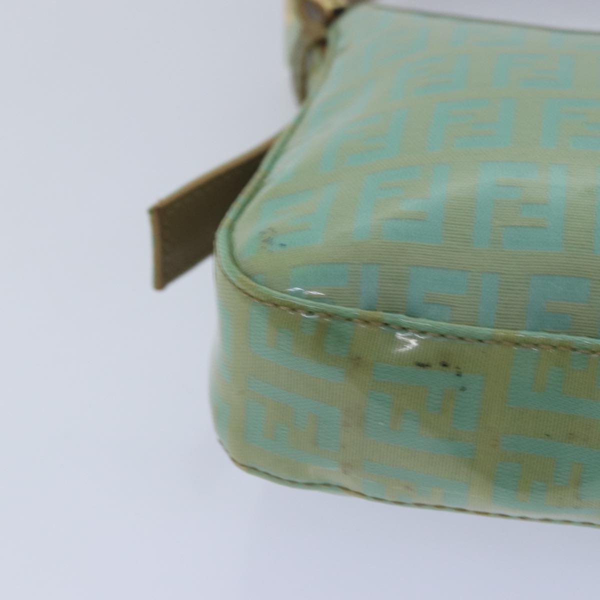 FENDI Zucchino Canvas Mamma Baguette Hand Bag Light Blue78229