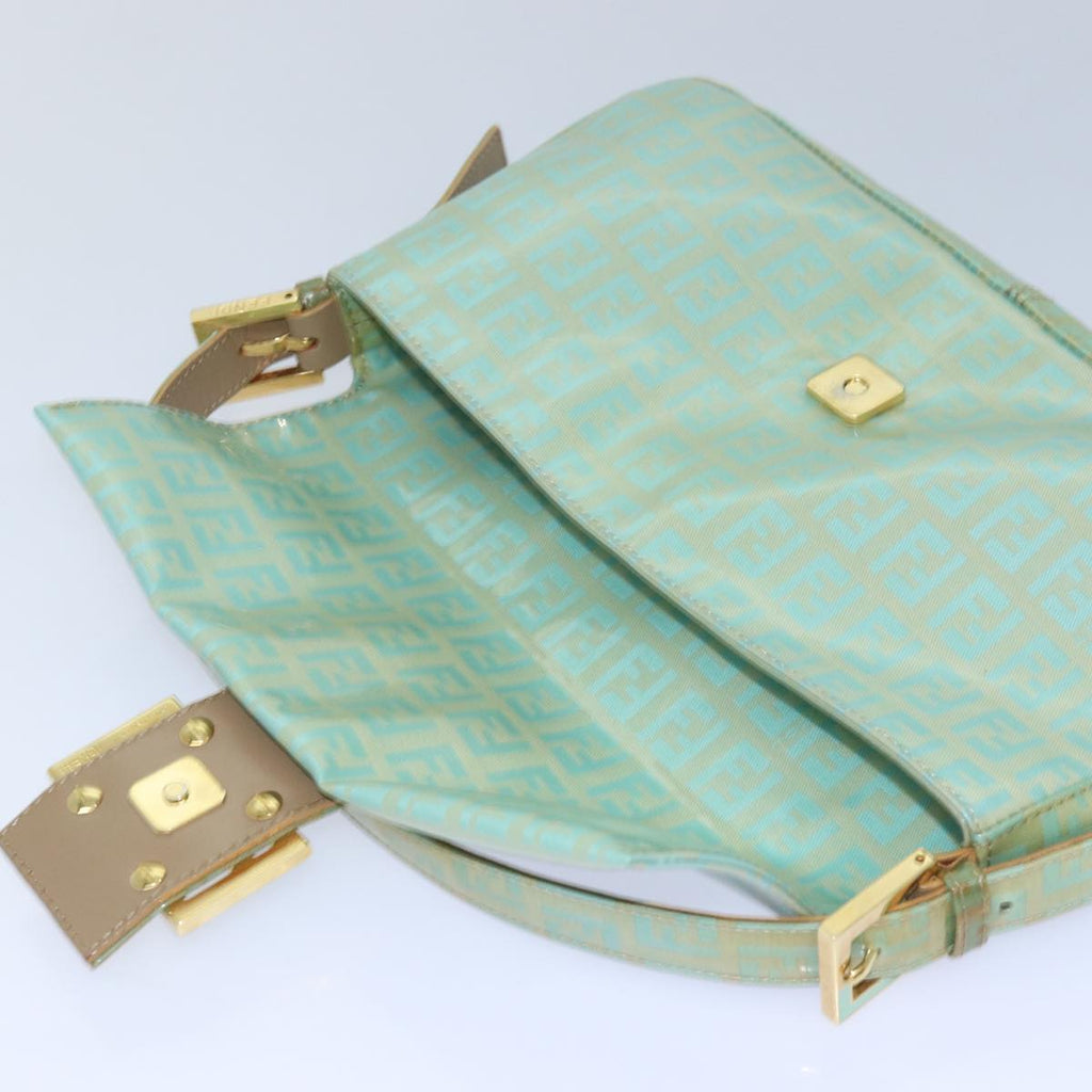 FENDI Zucchino Canvas Mamma Baguette Hand Bag Light Blue78229