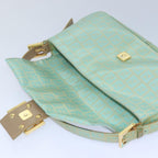 FENDI Zucchino Canvas Mamma Baguette Hand Bag Light Blue78229