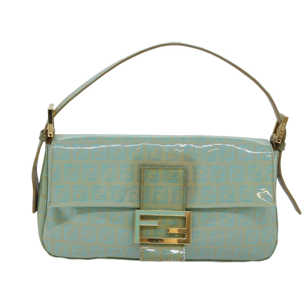 FENDI Zucchino Canvas Mamma Baguette Hand Bag Light Blue78229