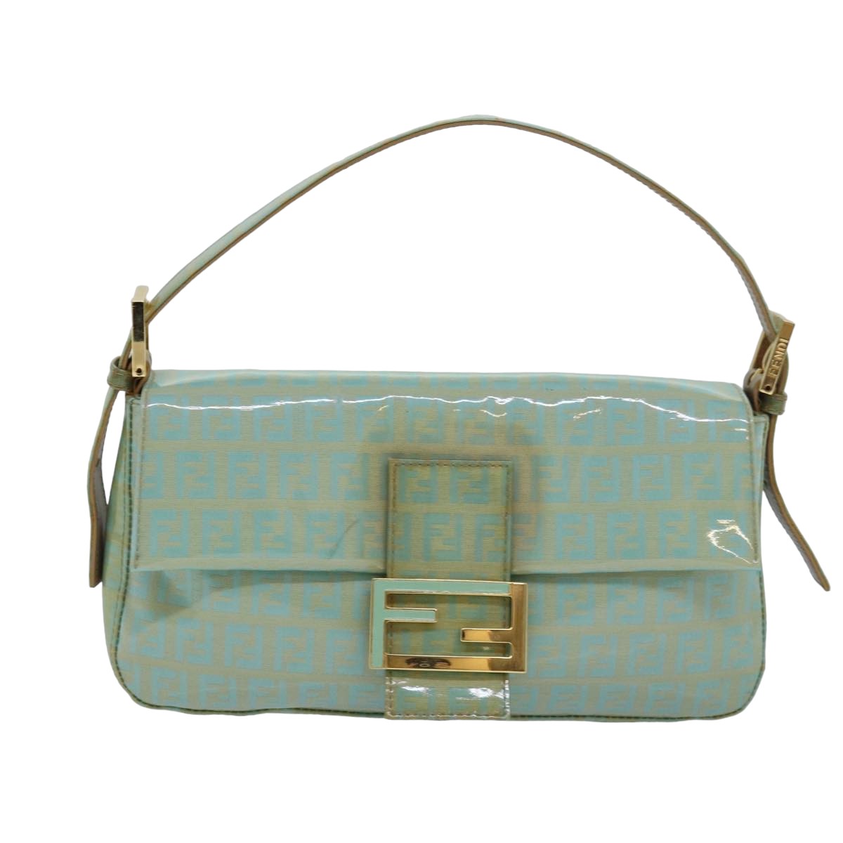 FENDI Zucchino Canvas Mamma Baguette Hand Bag Light Blue78229