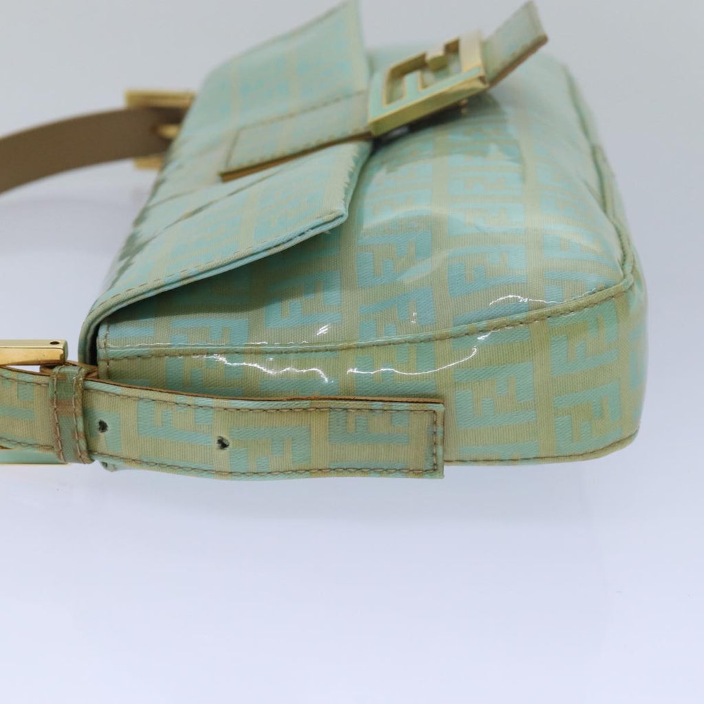 FENDI Zucchino Canvas Mamma Baguette Hand Bag Light Blue78229