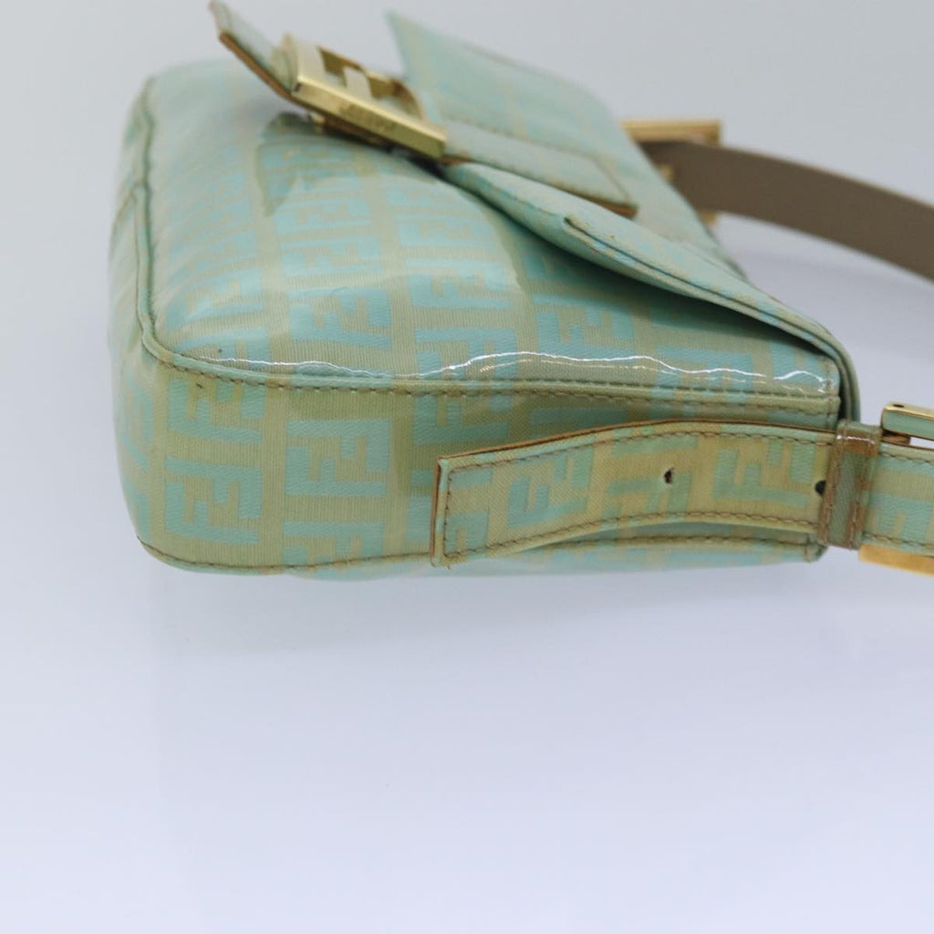 FENDI Zucchino Canvas Mamma Baguette Hand Bag Light Blue78229