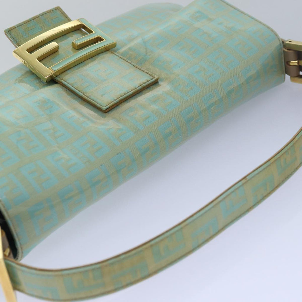 FENDI Zucchino Canvas Mamma Baguette Hand Bag Light Blue78229