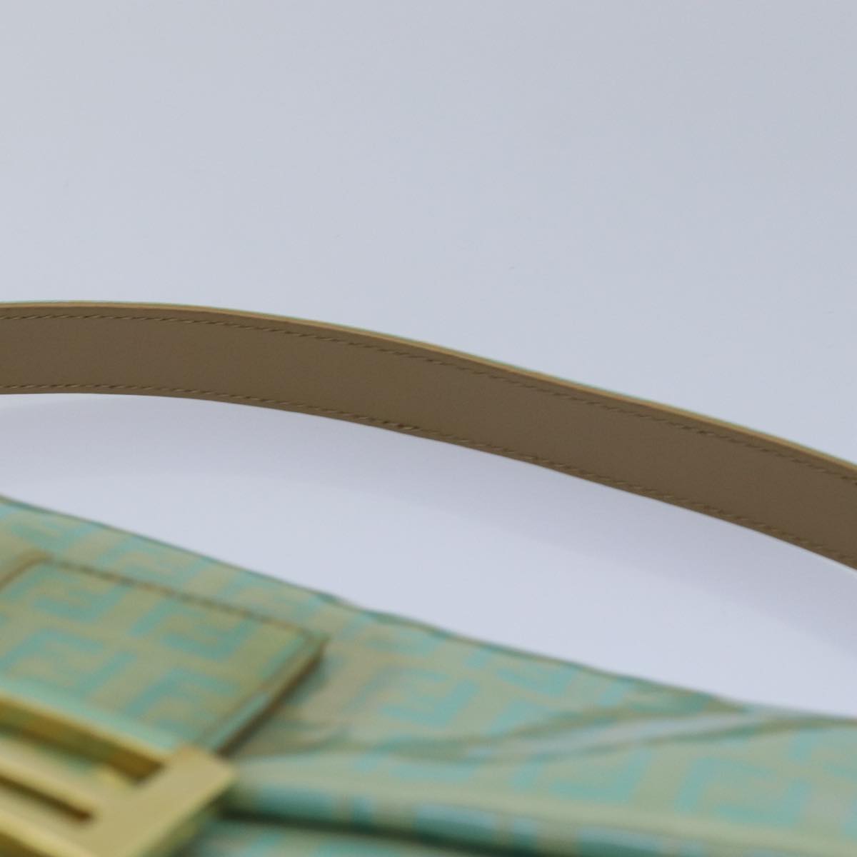 FENDI Zucchino Canvas Mamma Baguette Hand Bag Light Blue78229