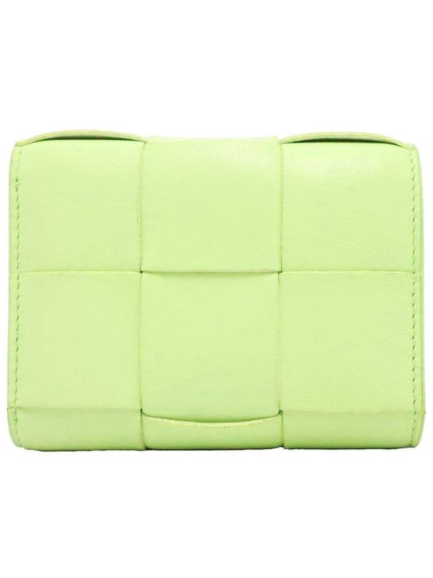Bottega Veneta Women s Half Wallet Bottega Veneta 651372 Lemon Washed Lambskin Intrecciato Weaving 3 Stage Folded Zipper