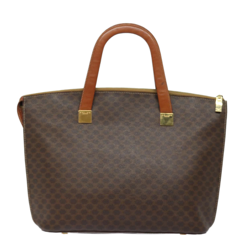 CELINE Macadam Canvas Hand Bag PVC 2way Brown Auth 78271