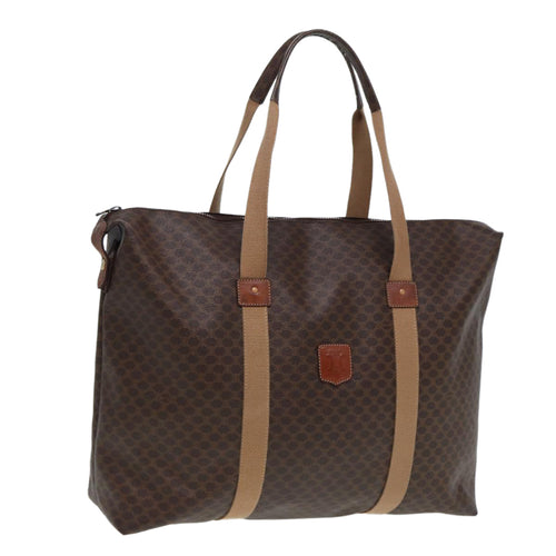 CELINE Macadam Canvas Boston Bag PVC Leather Brown Beige  78275