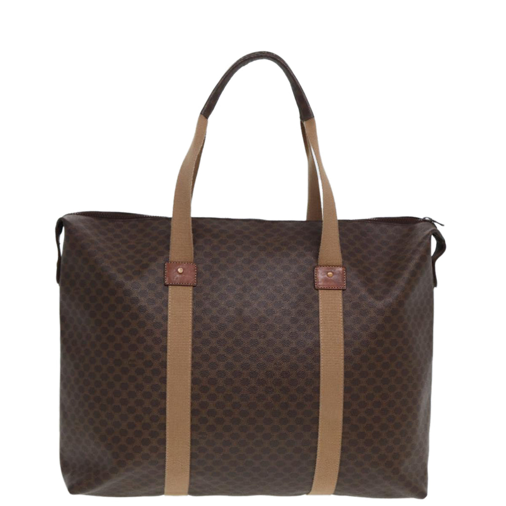 CELINE Macadam Canvas Boston Bag PVC Leather Brown Beige  78275