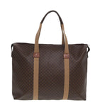 CELINE Macadam Canvas Boston Bag PVC Leather Brown Beige  78275