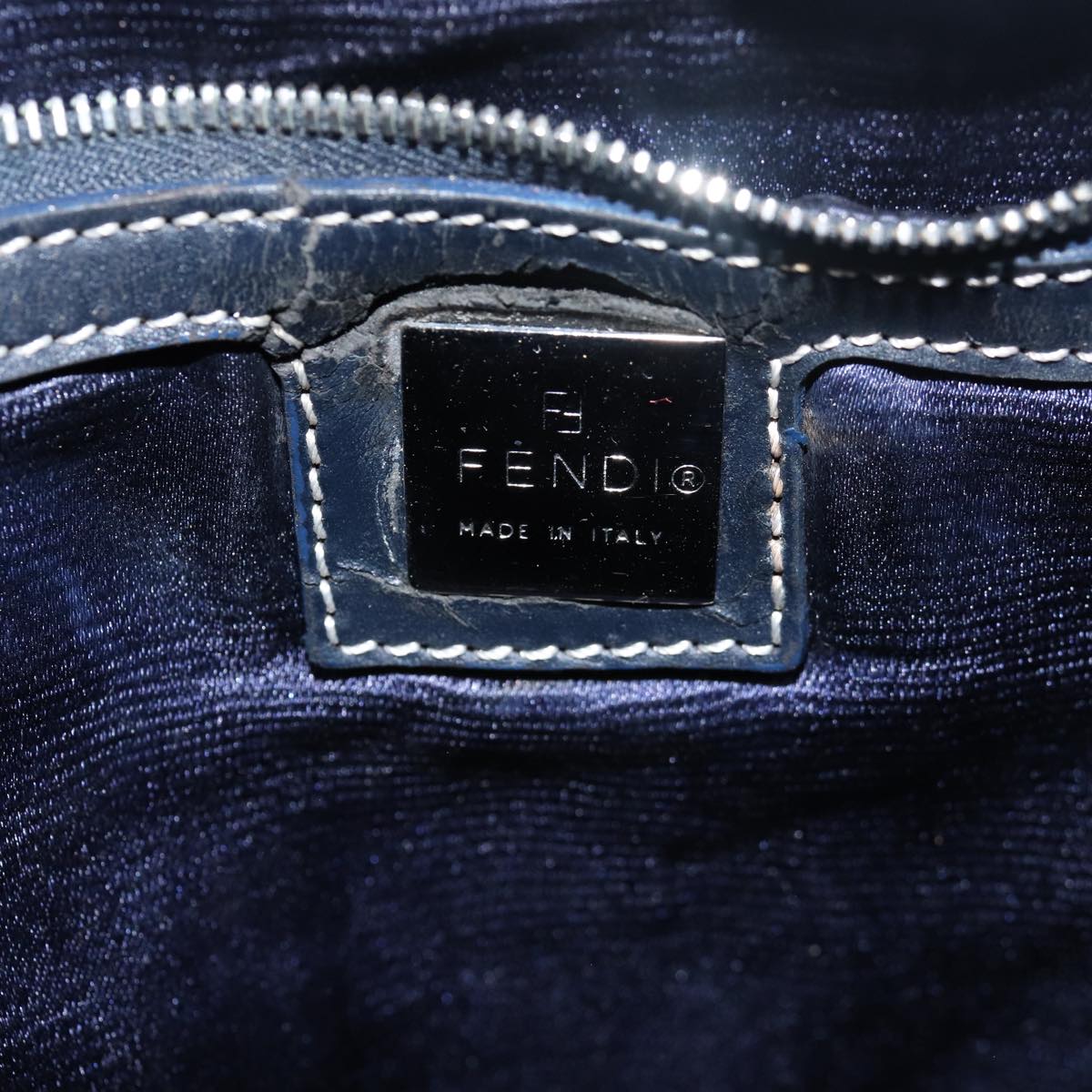 FENDI Zucchino Canvas Hand Bag Navy78277