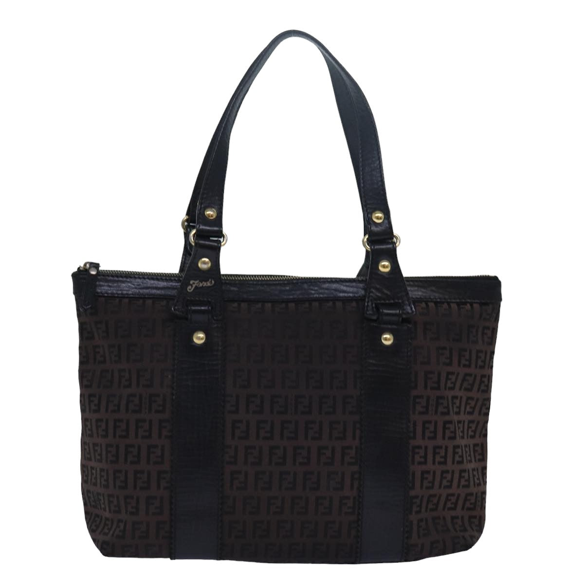 FENDI Zucca Canvas Tote Bag Brown Black78278