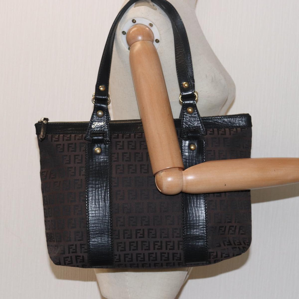 FENDI Zucca Canvas Tote Bag Brown Black78278