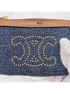 CELINE Triomphe Denim Pouch Bag Blue