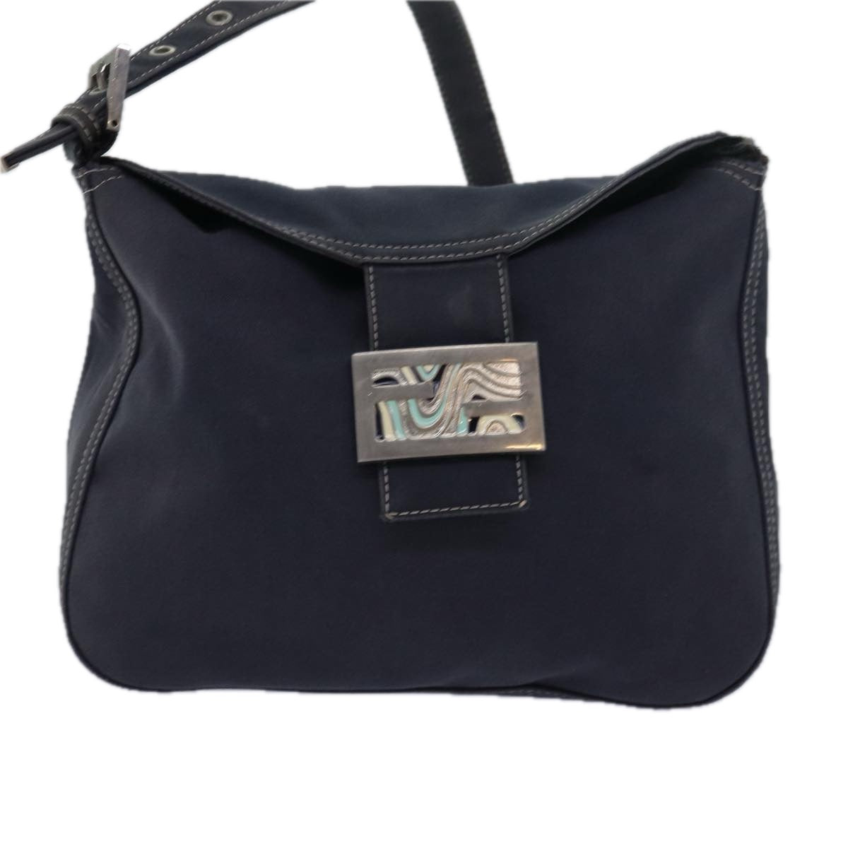 FENDI Mamma Baguette Shoulder Bag Canvas Gray78396