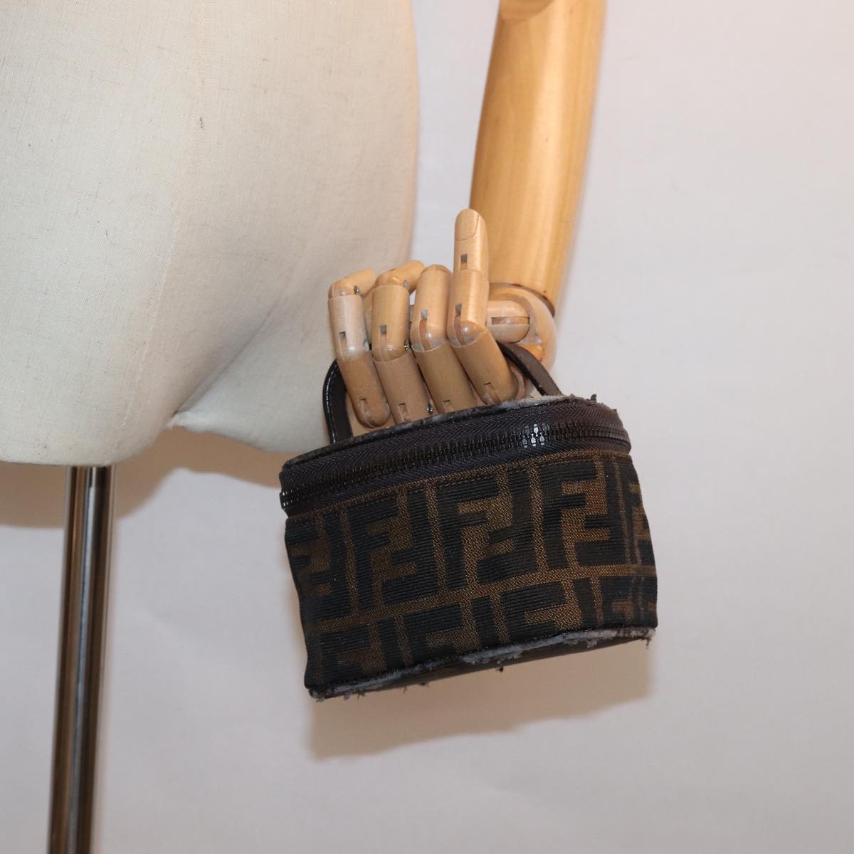 FENDI Zucca Canvas Vanity Pouch Brown Black78406