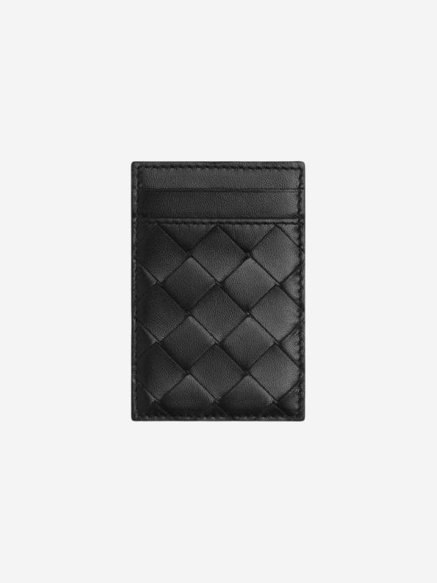 Bottega Veneta Intrecciato Magnet Leather Card Wallet Black