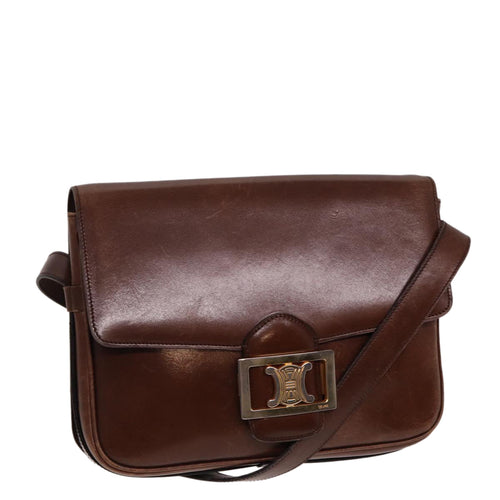 CELINE Shoulder Bag Leather Brown  78512